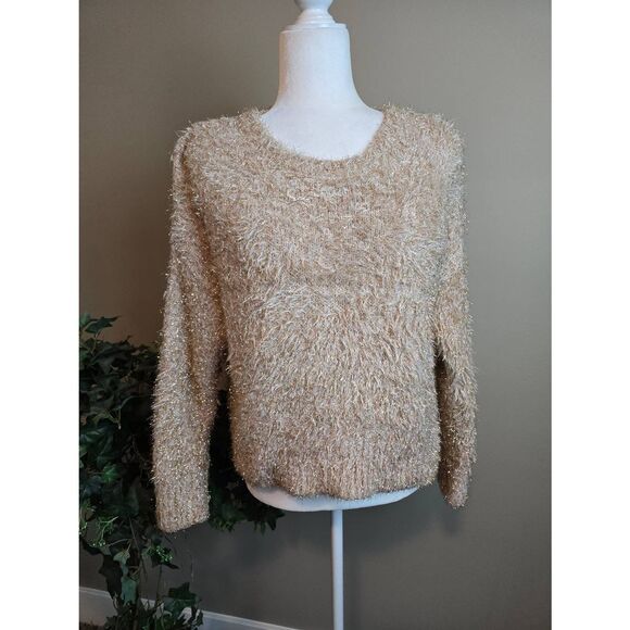 Wild Fable Sweater Sz M Gold Fuzzy - Picture 1 of 7